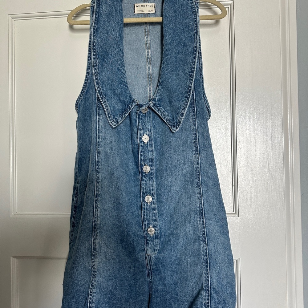 Free People denim playsuit